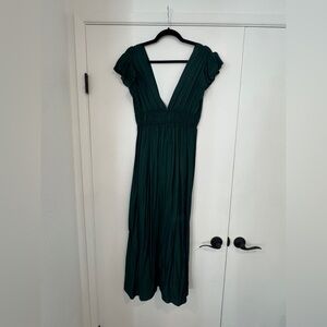 SHEIN Emerald Green Reversible Deep V Midi Dress | Low Back | Elegant